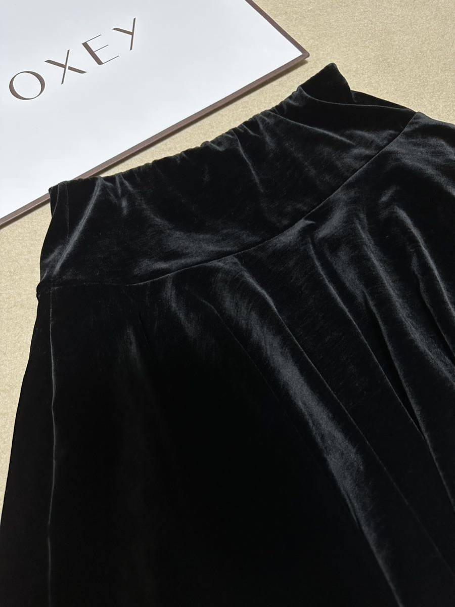 美品 FOXEY NEW YORK ベロア フレアスカート ブラウン 裾切替