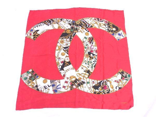 1円 CHANEL シャネル ココマーク シルク100% ジュエリー柄 大判
