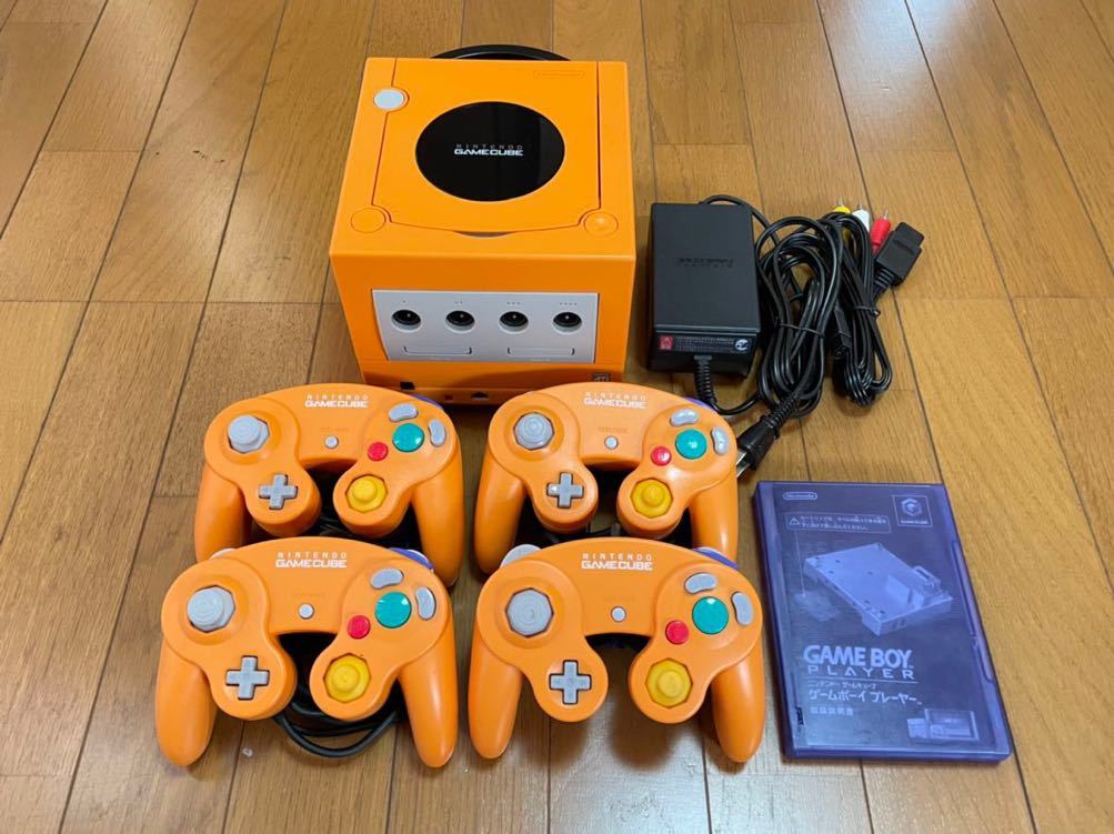 美品 GC ゲームキューブ オレンジ 本体 コントローラー 4個 セット
