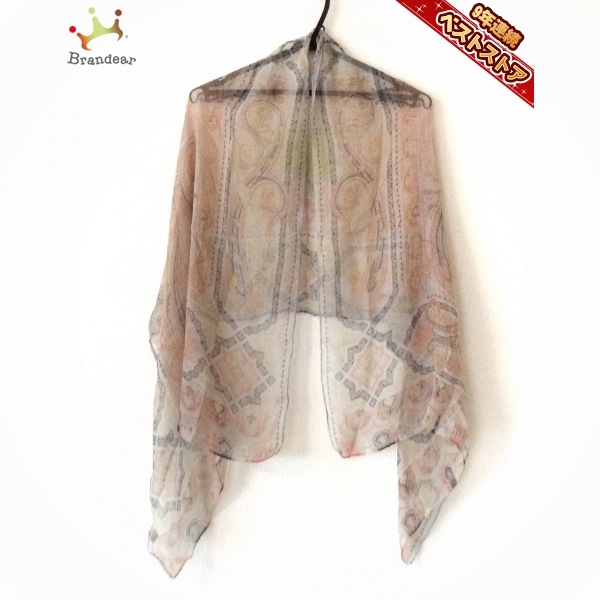 エトロ ETRO ストール(ショール) - シルク ライトグレー×オレンジ