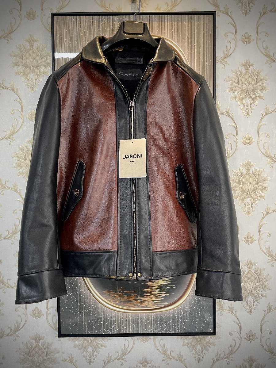  最高級EU製＆定価15万 UABONI Paris ユアボニ レザージャケット フランス パリ発 上質牛革 切替 オシャレ ライダース オートバイ 2XL/52(XLサイズ以上)｜売買されたオークション情報、yahooの商品情 XLサイズ以上