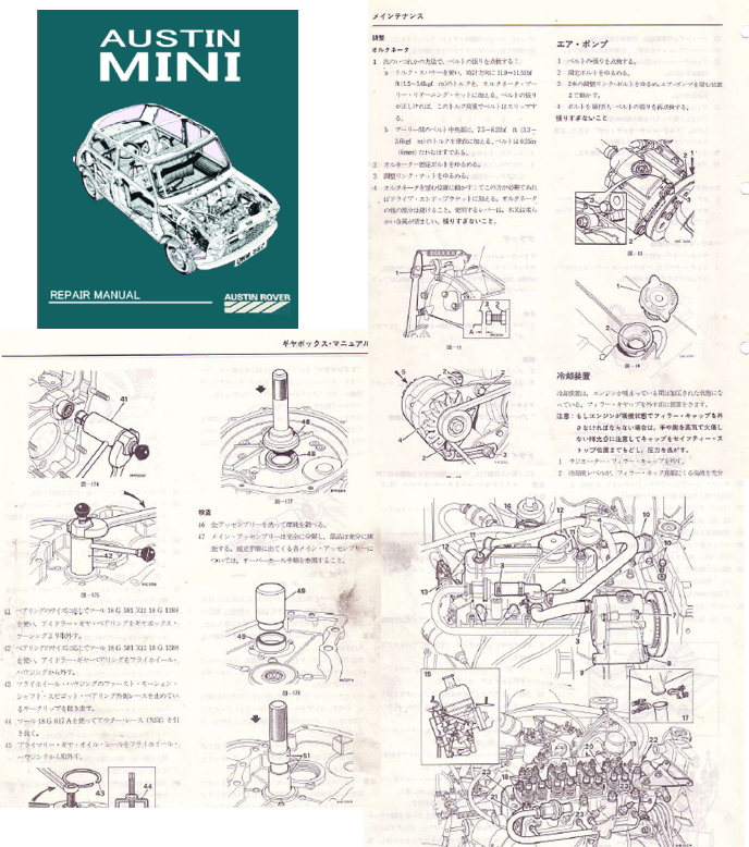 整備書  MINI  オースチンミニ  日本語  サービスマニュアル ローバー ミニ Mini 整備書 OH用 CD AT⁄MT両用 1986年版 整備書
