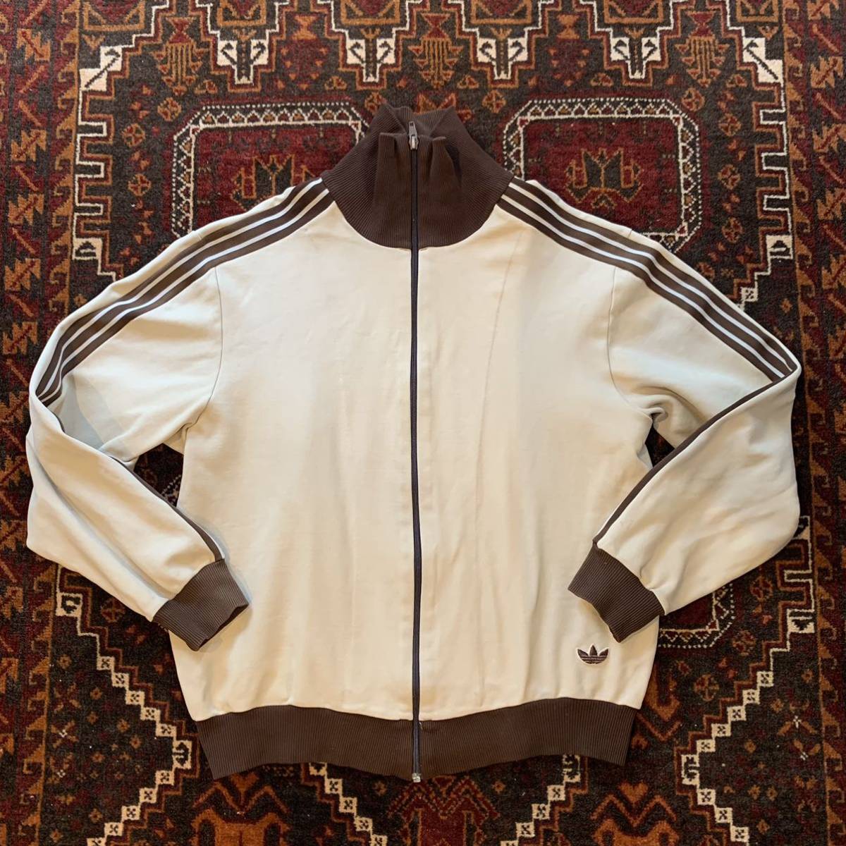 アディダス　 トラックジャケット　クリーム×ブラウン　ヴィンテージ 80`s adidas vintage ジャージ クリームxブラウン サイズ 4 デサント