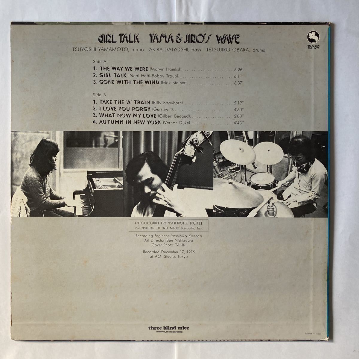 初回盤　山本剛トリオ Girl Talk TBM-59和ジャズ　名盤 和ジャズ] 山本剛／GIRL TALK ／YAMA & JIRO'S WAVE (TBM-59)Tsuyoshi