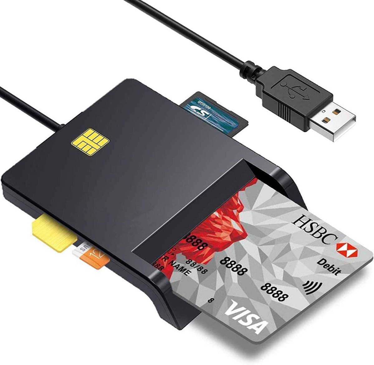 サムコス 接触型ICカードリーダーライター SD/Micro SD (TF)/SIM/CAC スマートカードリーダーUSB接続_1