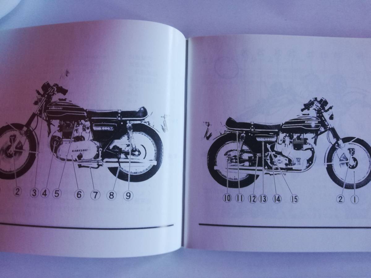 絶版 Kawasakiパーツカタログ650-RS:W3当時もの 絶版 Kawasaki
