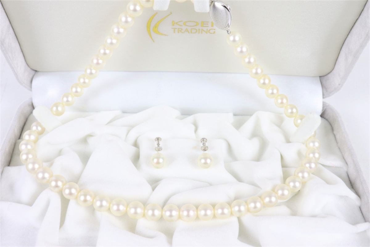 美品】K14WGパールネックレス・ SILVERパールイヤリング セット