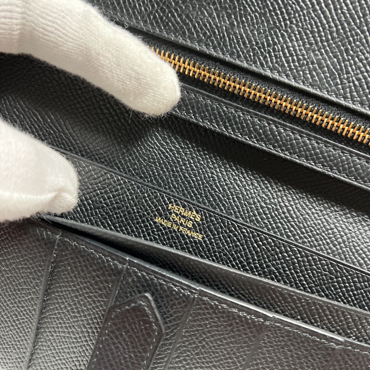 新品同様　エルメス　ベアン　スフレ　ブラック　ローズゴールド金具　エプソン　大人気　希少 エルメス 長財布 ベアンスフレ レザー 箱付 （エルメス