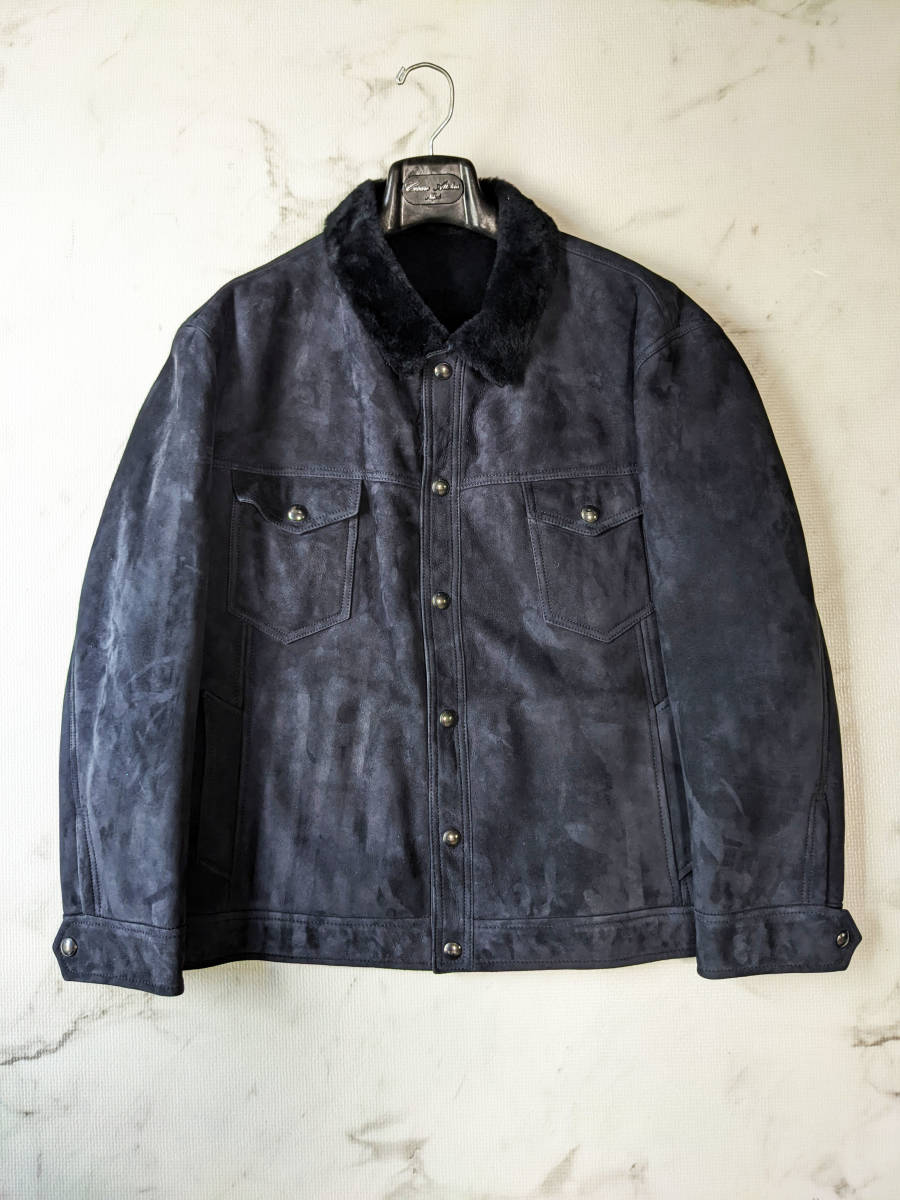 未使用 Cesare Attolini ムートン レザー ジャケット 50 / アット 