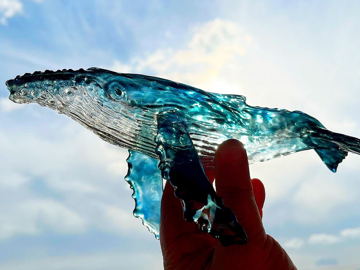 空洞レジン まるで空を泳ぐクジラ！？透明感あふれる作品の数々 心に 
