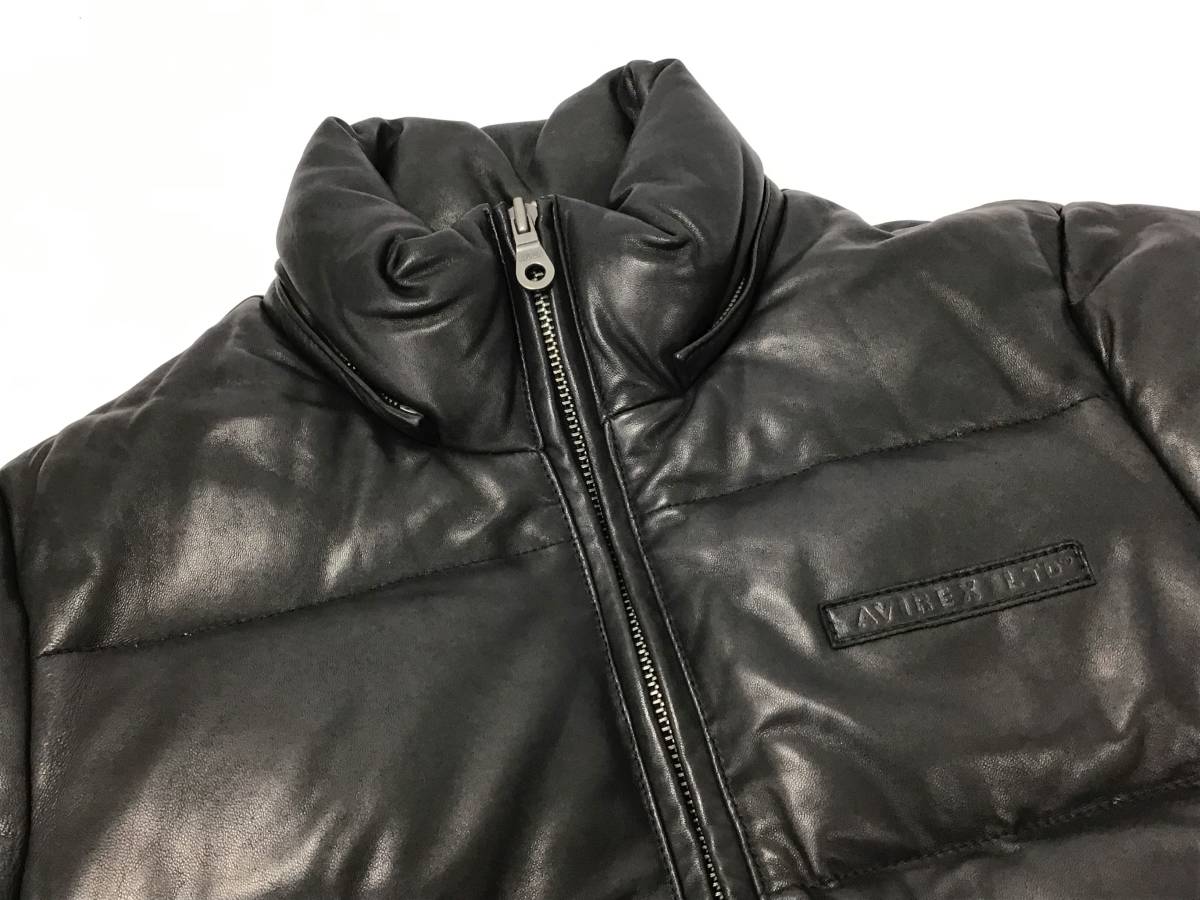 AVIREX VARSITY オールレザー ダウンジャケット 黒 ブラック サイズM 