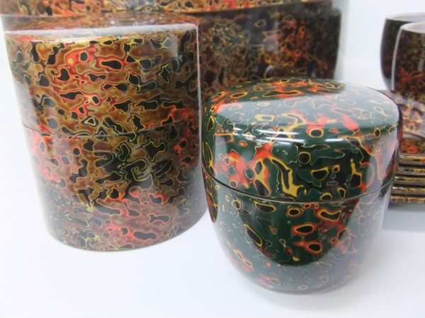 津軽塗】伝統工芸品 茶ひつ 茶筒 茶さじ 茶托 湯呑み 合計14点 格安
