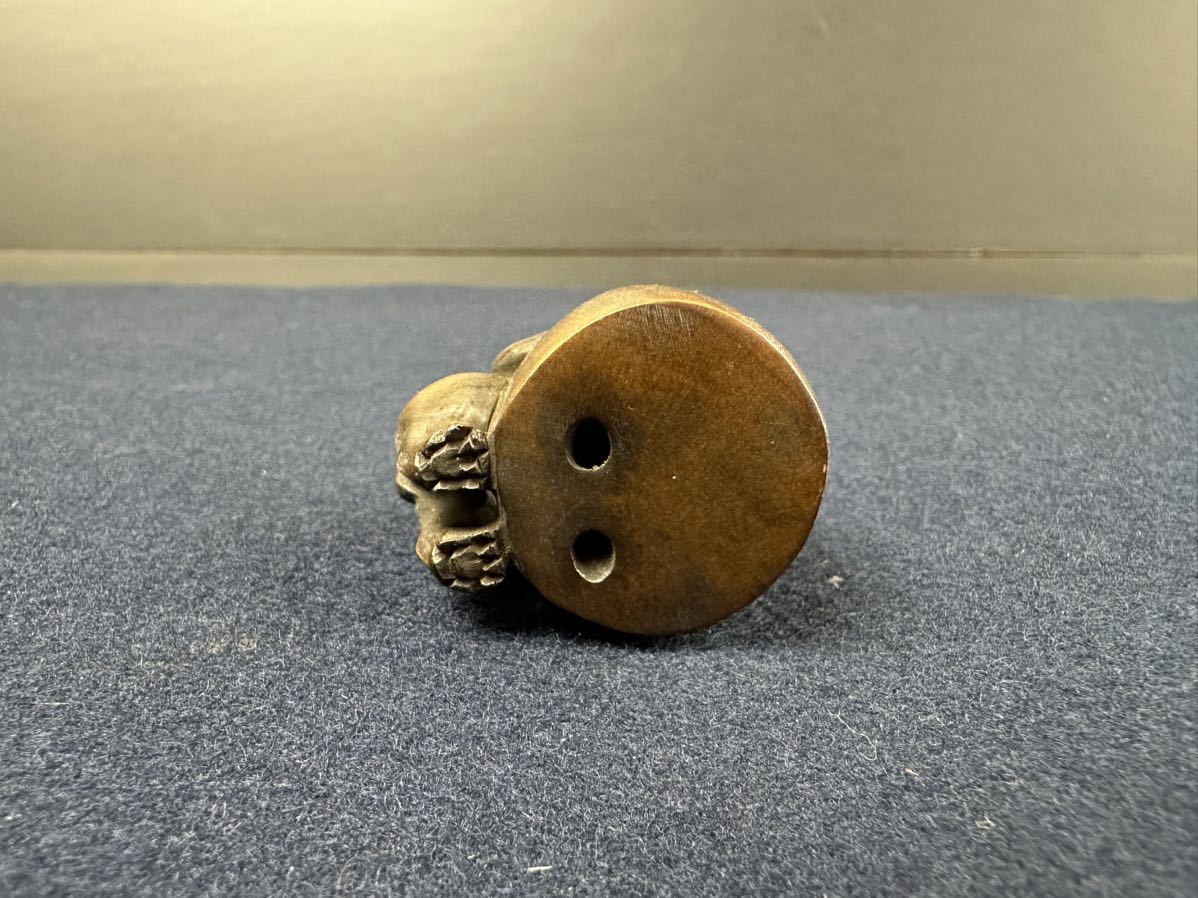 時代 提げ物 天然素材 彫刻 玉眼 兎 根付□古民芸印籠緒締江戸期 時代