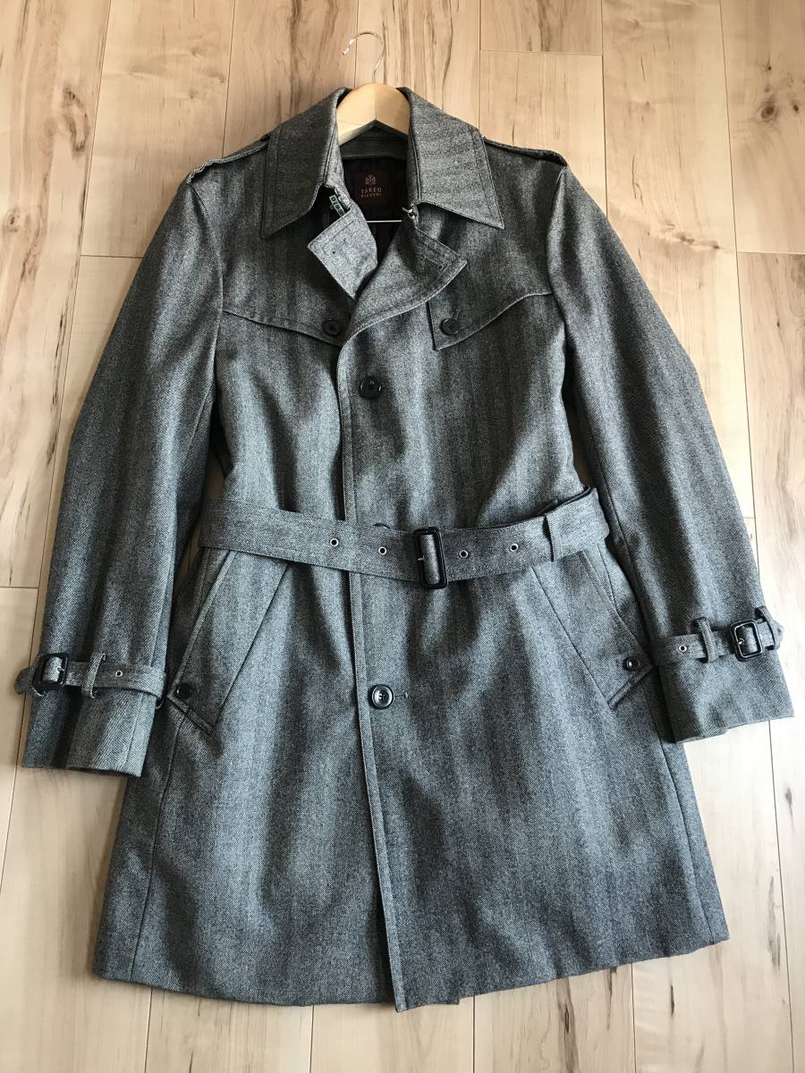美品　タケオキクチ ライナー　ヘリンボーン トレンチコート 2way カシミヤ メンズ3 TAKEO KIKUCHI タケオキクチ カシミヤミックス グレー系