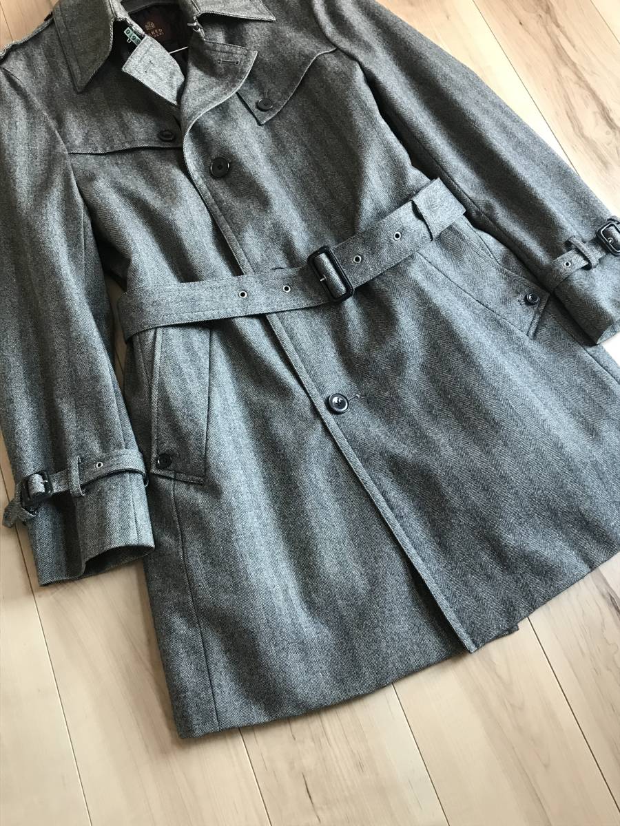 美品　タケオキクチ ライナー　ヘリンボーン トレンチコート 2way カシミヤ メンズ3 TAKEO KIKUCHI タケオキクチ カシミヤミックス グレー系