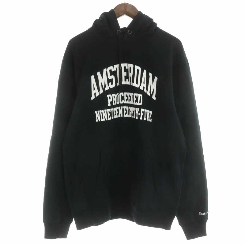 新作，人気セール 品 バックチャンネル BACK CHANNEL AMSTERDAM PULLOVER PARKA パーカー プルオーバー コットン プリント 長袖 L 黒(Lサイズ)｜売買されたオークション情報、yahooの商品情報をアーカイブ公開 - オークファ Lサイズ
