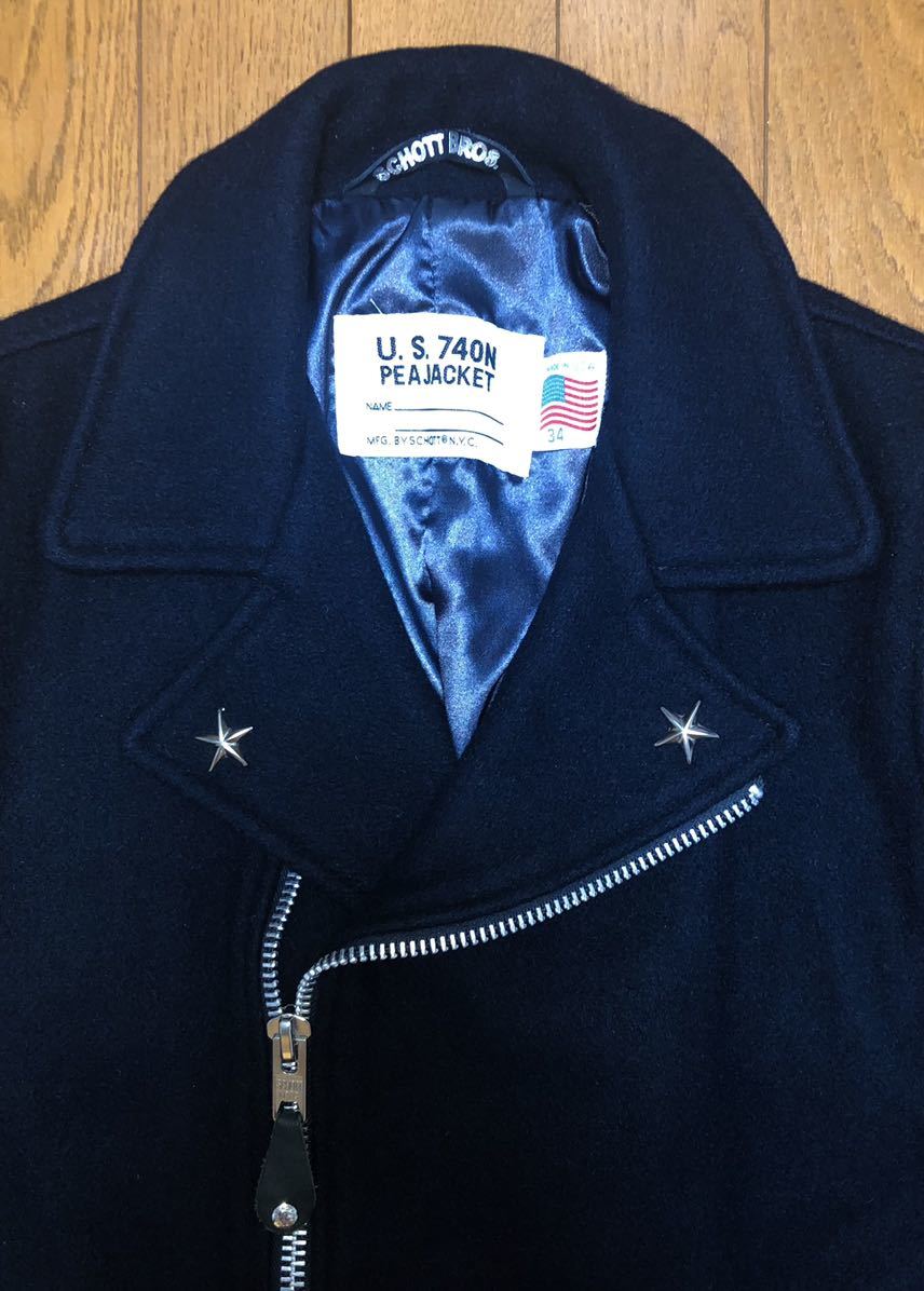 Schott 769N ジップ ライダースPコート 34 ショット ライダース