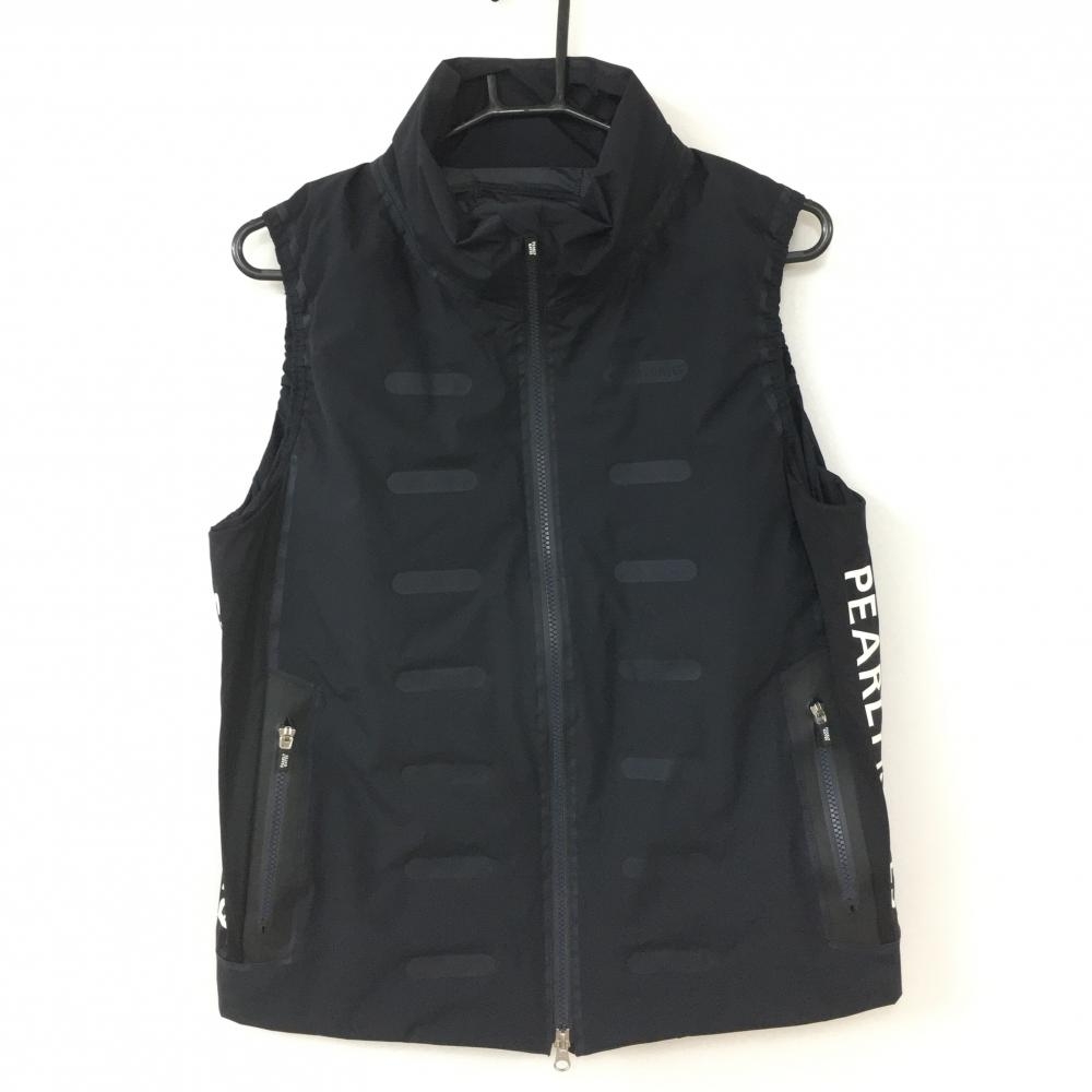 【超美品】2021年＊PEARLY GATES パーリーゲイツ アウターベスト ネイビー×黒 サイドロゴ＆ストレッチ レディース 1(M) ゴルフウェア