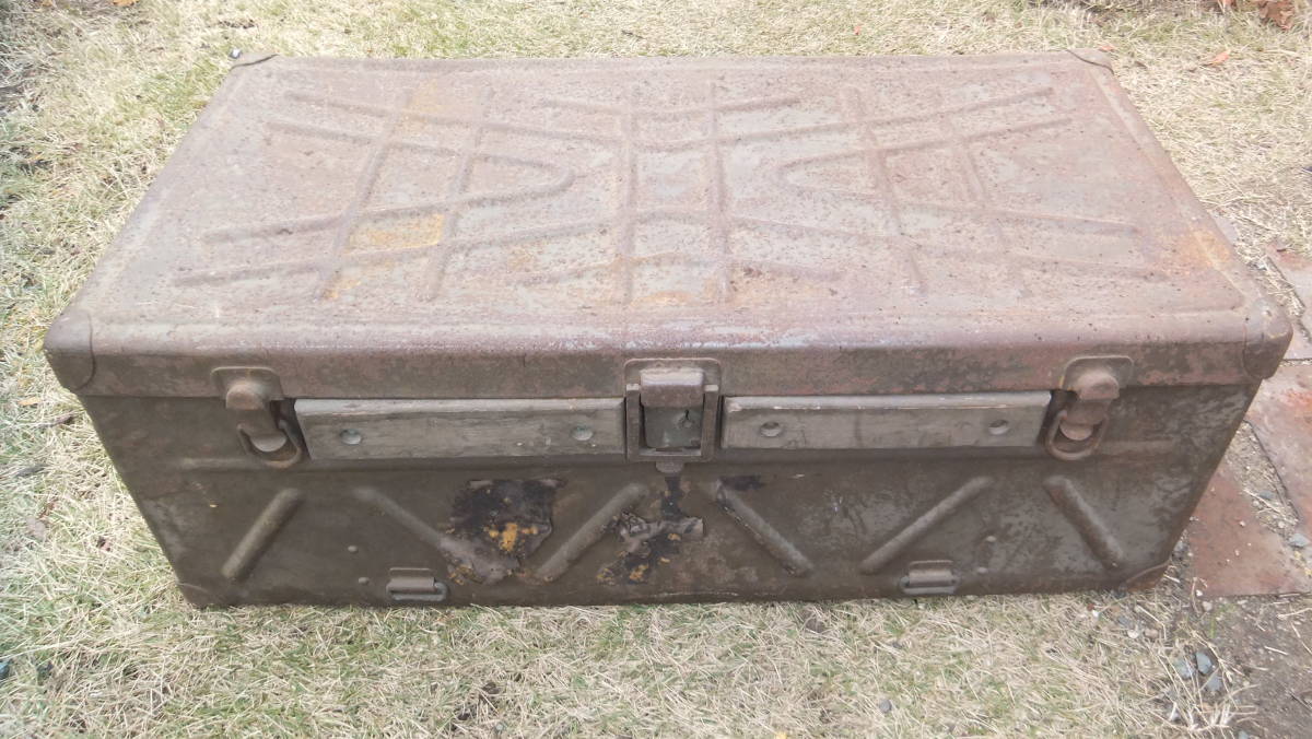 1940年代 戦中戦後 金属製 行李 軍用トランク GARIOA留学生 当時物