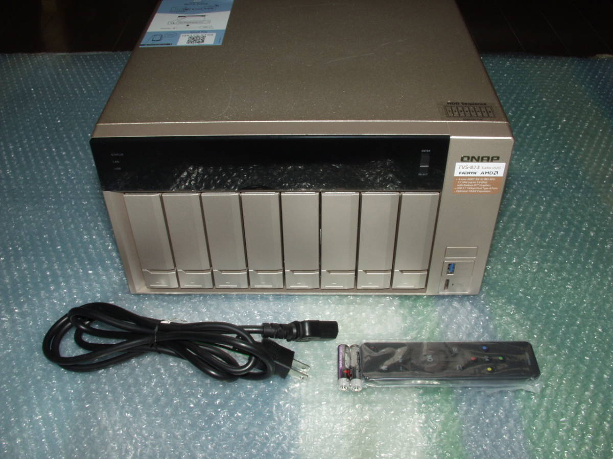 ■□QNAP AMD RX-421BDクアッドコアNAS TVS-873(RM-IR004付) 中古正常動作品□■