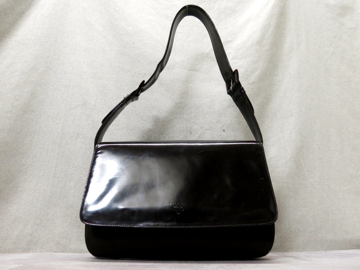 ○PRADA プラダ○ロゴ型押し○キャンバス カーフ レザー 本革 