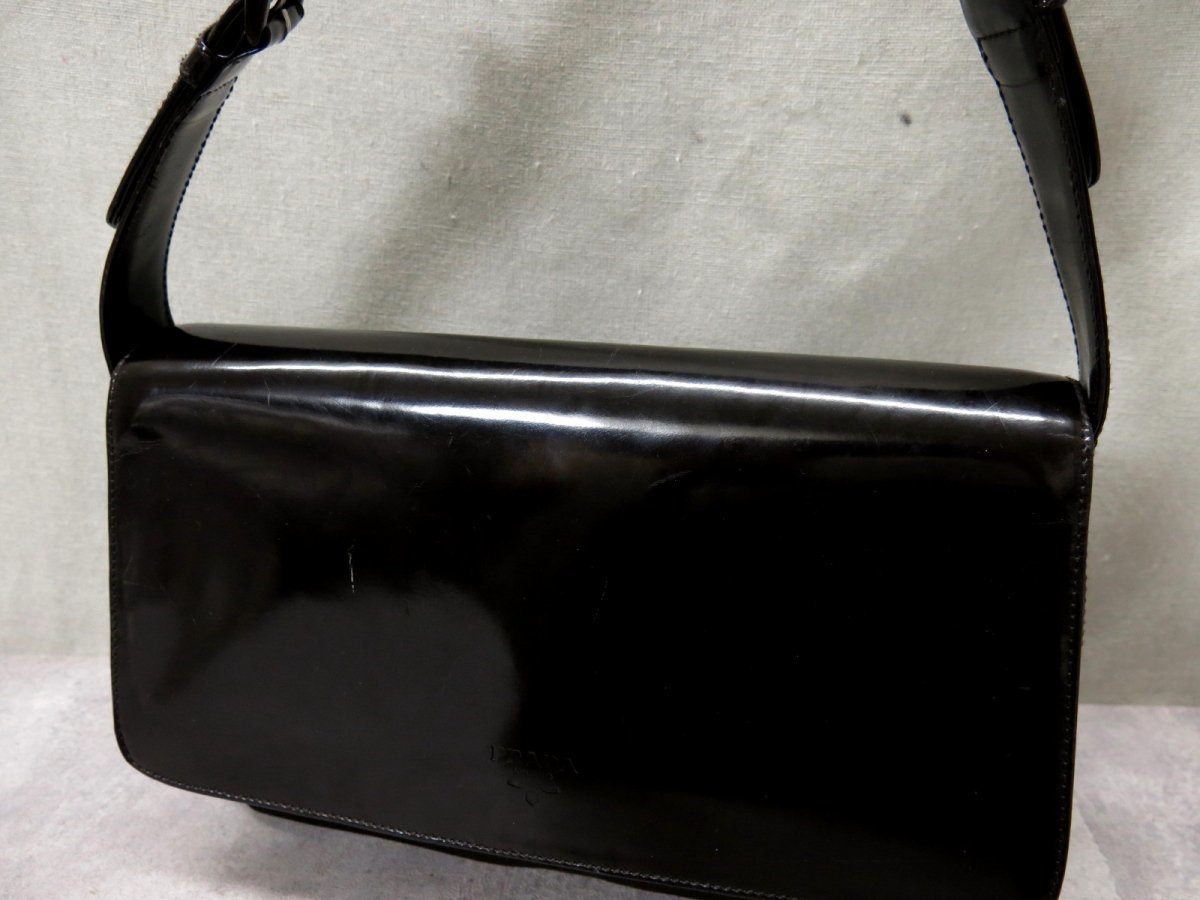 ○PRADA プラダ○ロゴ型押し○キャンバス カーフ レザー 本革 