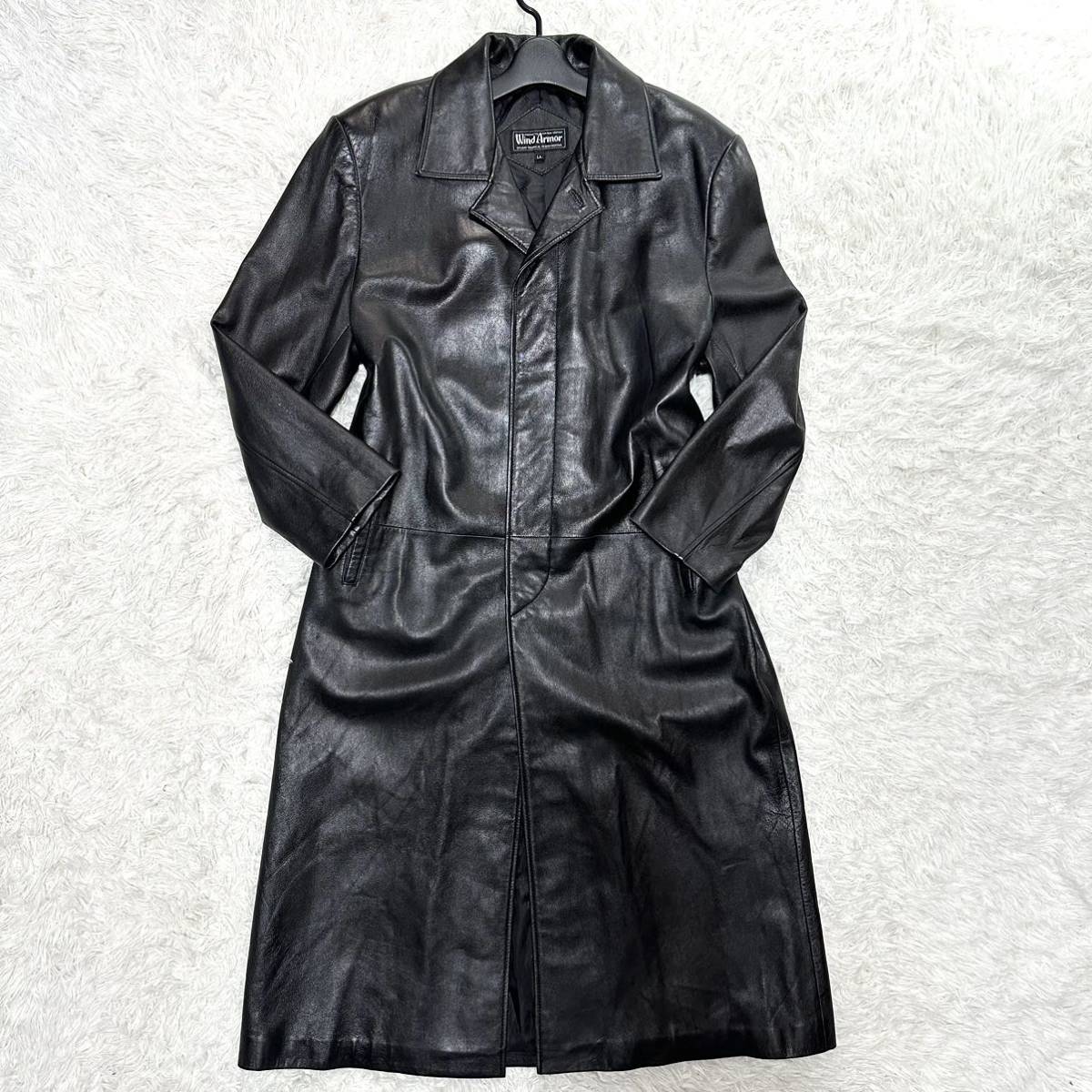 Wind Armor ラムレザー 羊革 ロングコート ジャケット ブラック L 極美 