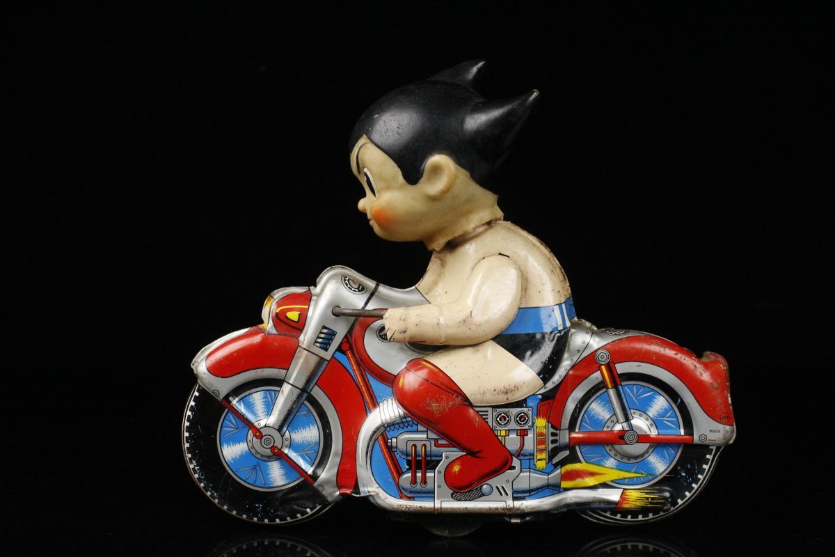 LIG】当時物 1960年代 鉄腕アトム オートバイ ブリキ玩具 ATD 浅草玩具