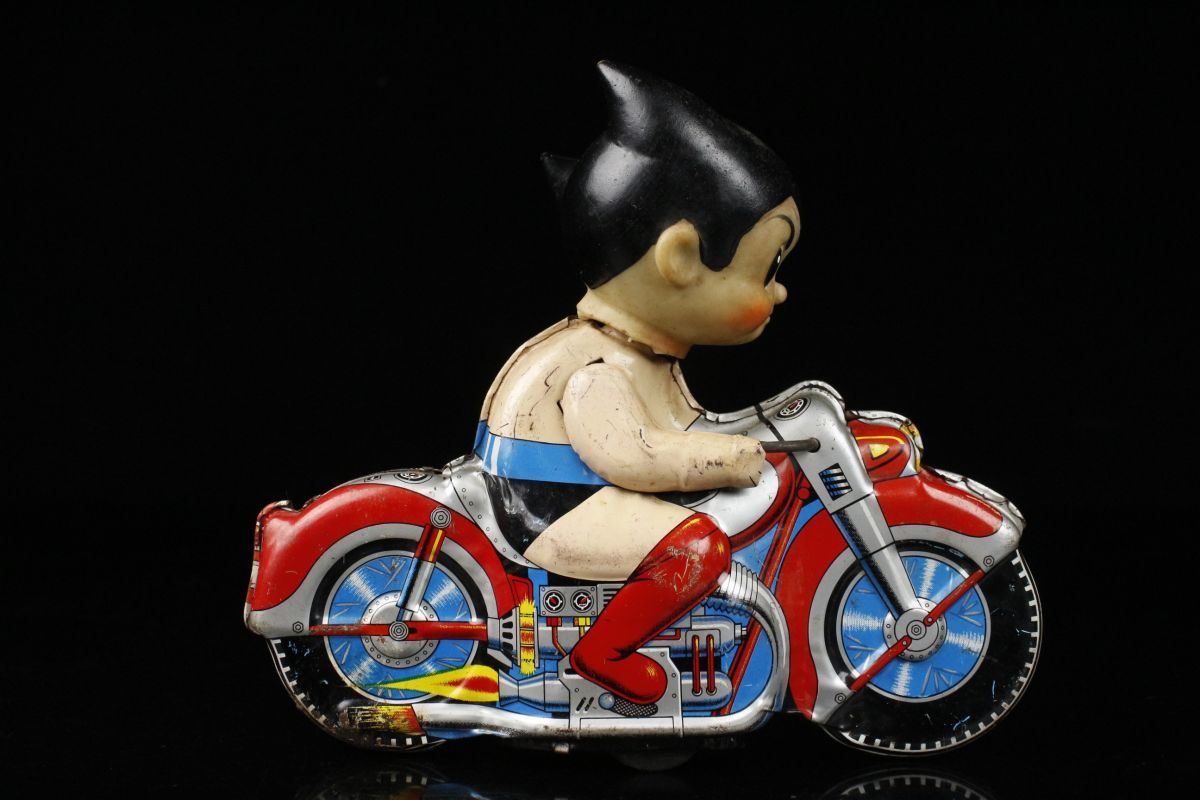 LIG】当時物 1960年代 鉄腕アトム オートバイ ブリキ玩具 ATD 浅草玩具