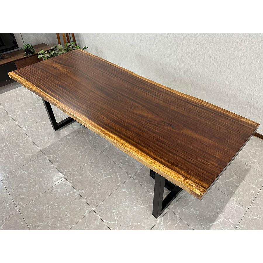 無垢 一枚板テーブル 幅218.5cm 41216-C 天厚54mm 一点モノ 脚付き 一