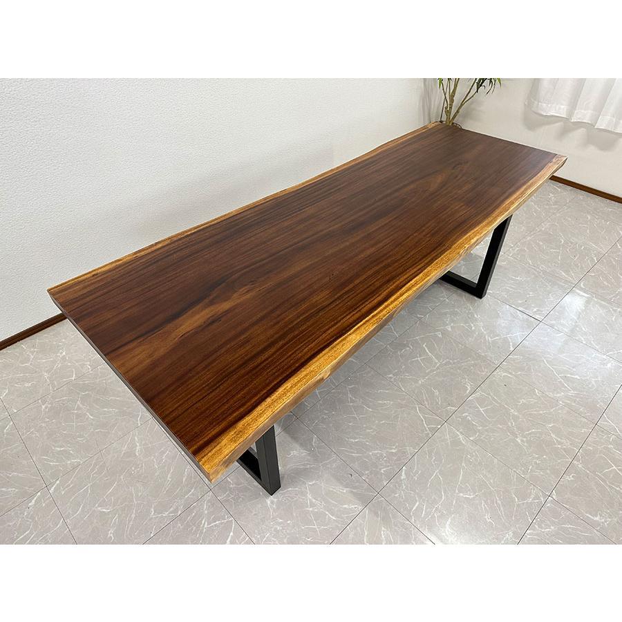 無垢 一枚板テーブル 幅218.5cm 41216-C 天厚54mm 一点モノ 脚付き 一