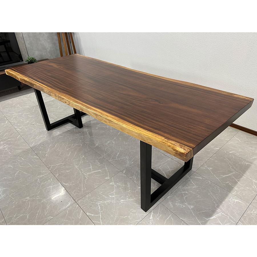 無垢 一枚板テーブル 幅218.5cm 41216-C 天厚54mm 一点モノ 脚付き 一