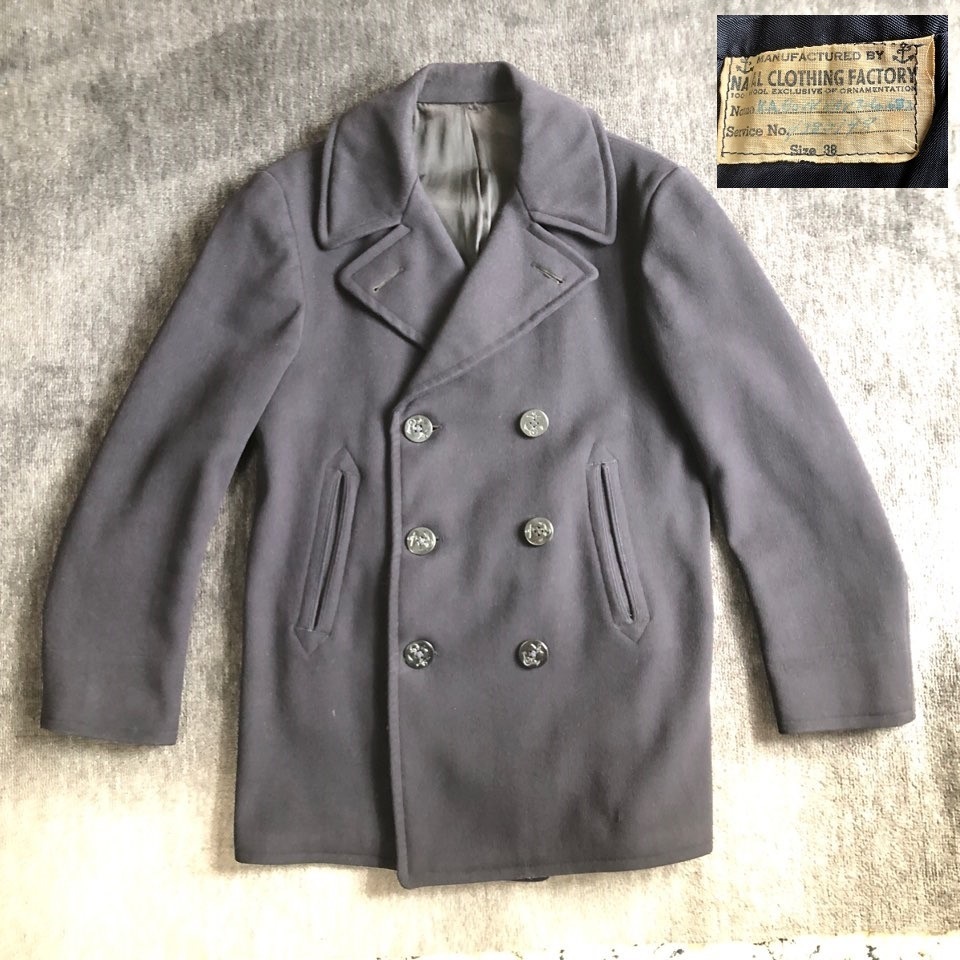 実物 1940年代後期 ビンテージ U.S.NAVY 38 ステンシル ピーコート 米海軍 NAVAL CLOTHING FACTORY 錨刻印ボタン Pコート PEACOAT F&E　