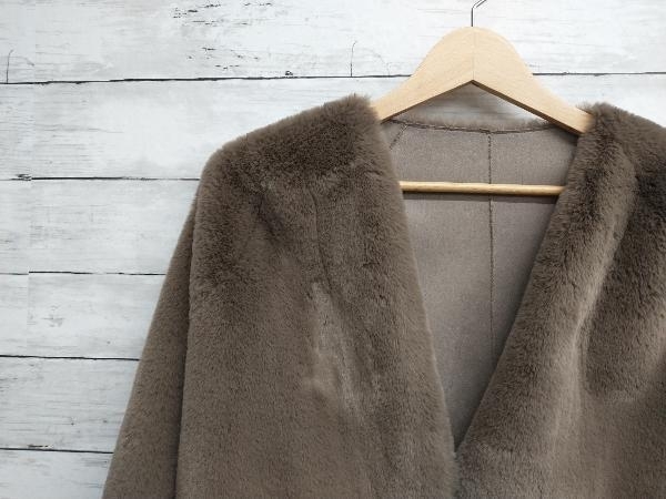 stola.／リバーシブル／ノーカラー ファー／ブラウン／ノーカラー／無地／レディース／ポリエステル100%／サイズ38、Mサイズ相当／中古