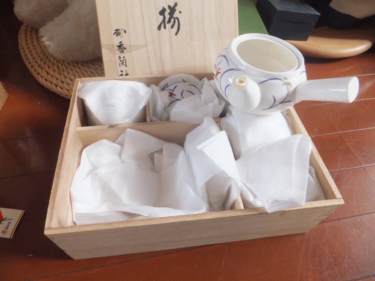 香蘭社 茶器揃 急須 茶器セット 湯呑み 未使用品 5客 1個 煎茶道具