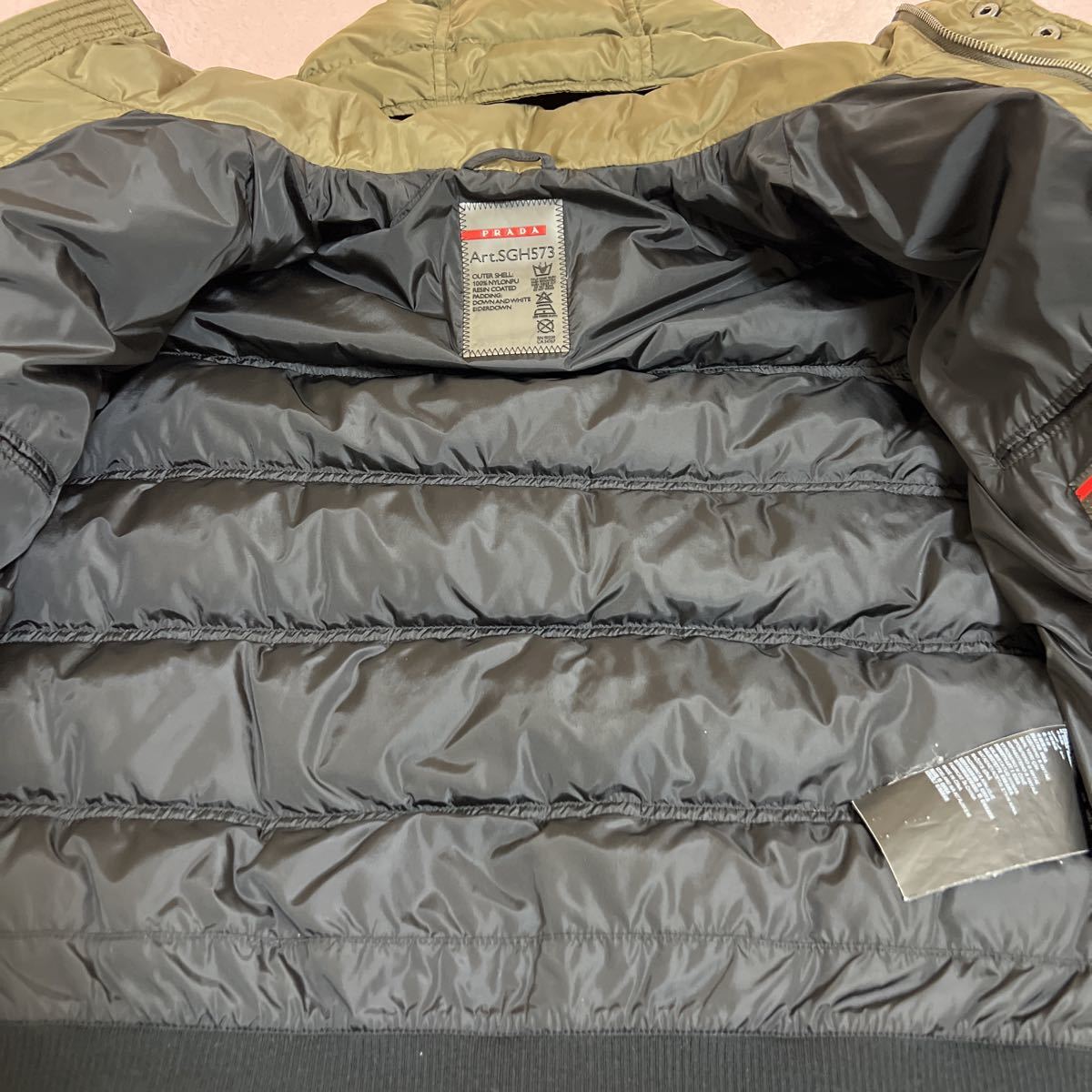 美品】PRADA プラダ プラダスポーツ ダウンジャケット 三角ロゴ カーキ