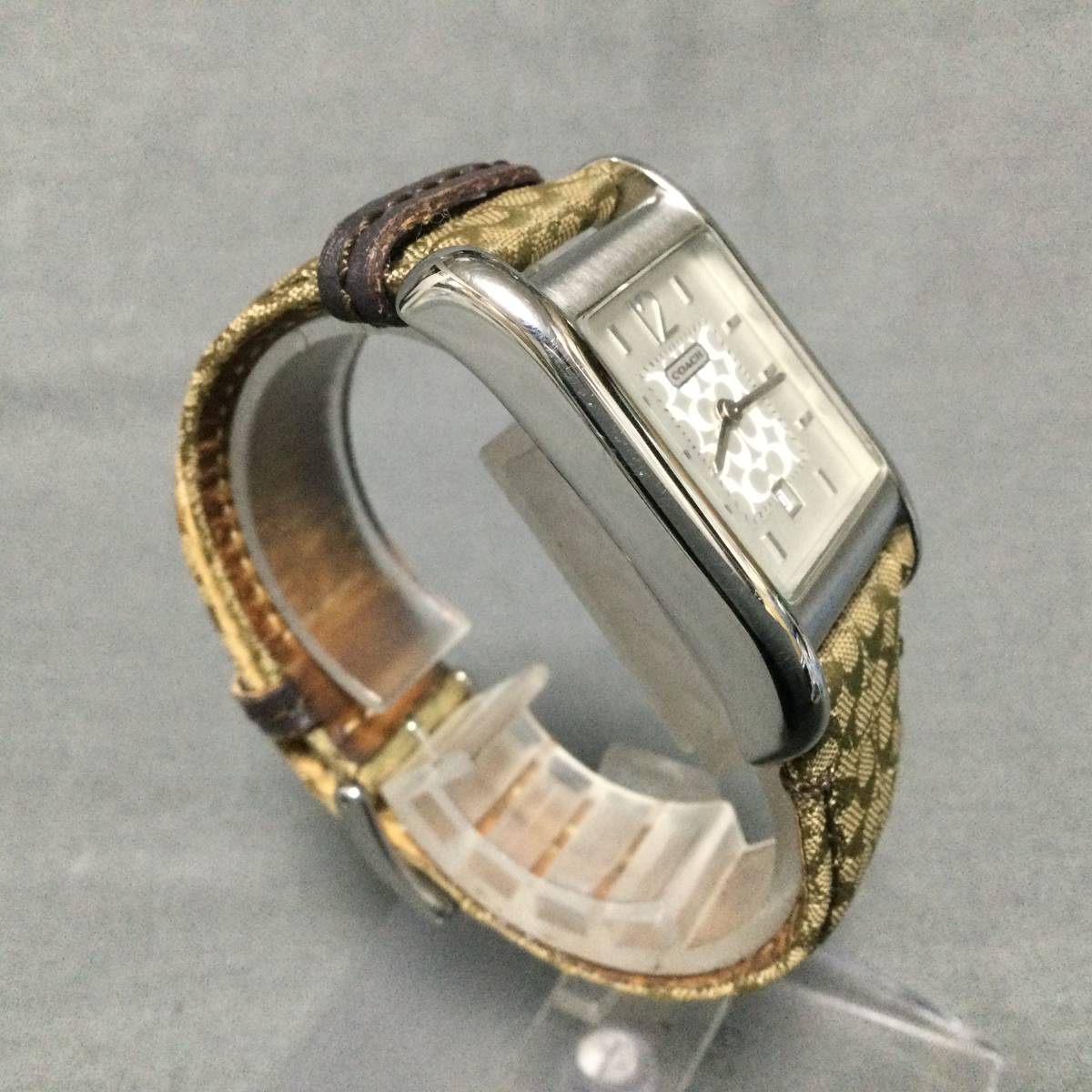 ○ 12/22 224222 COACH CA.57.7.14.0547 スクエア型 クォーツ ベルト 