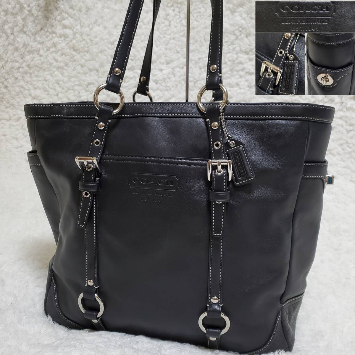 COACH/コーチ F11525 本革オールレザー ターンロック レザートート 