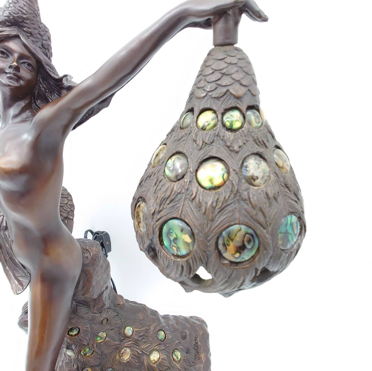 女性 ブロンズ像 ランプ 間接照明 アンティーク 銅像 インテリア 人物