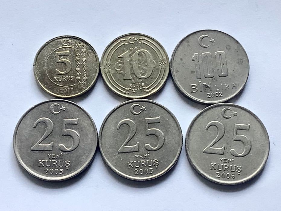 希少品セール】トルコ 100リラ硬貨 2002年25クルシュ硬貨 2005年3枚 10 