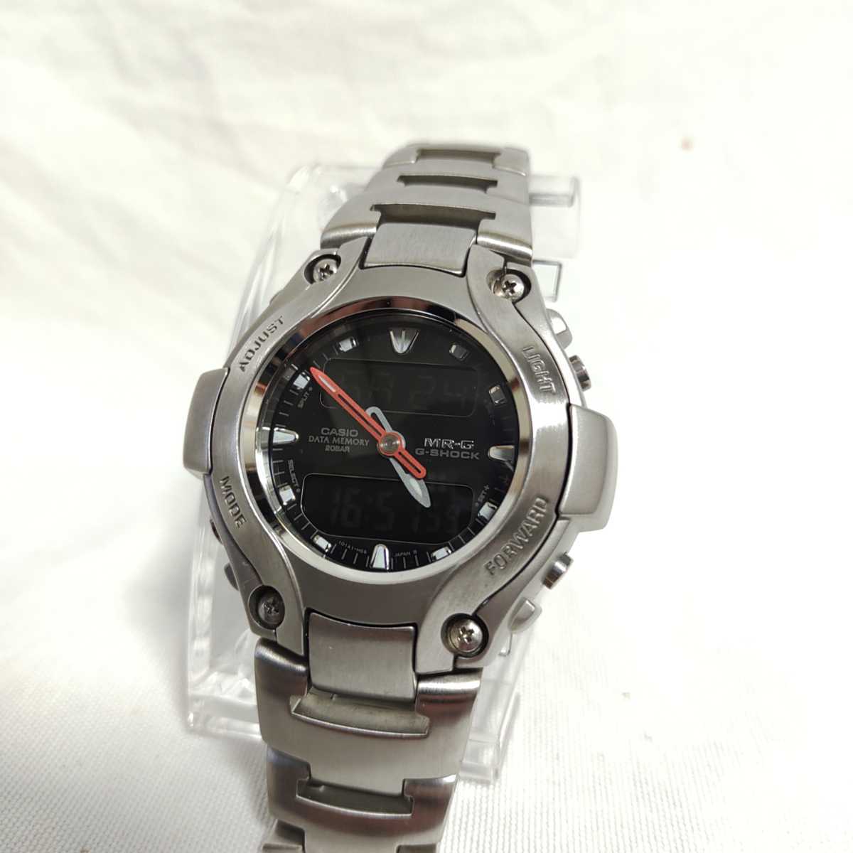カシオジーショックG-SHOCK メンズ MRG ステンレスモデル ビンテージ 動作品 美品 アナデジ デュアルタイム アラーム 