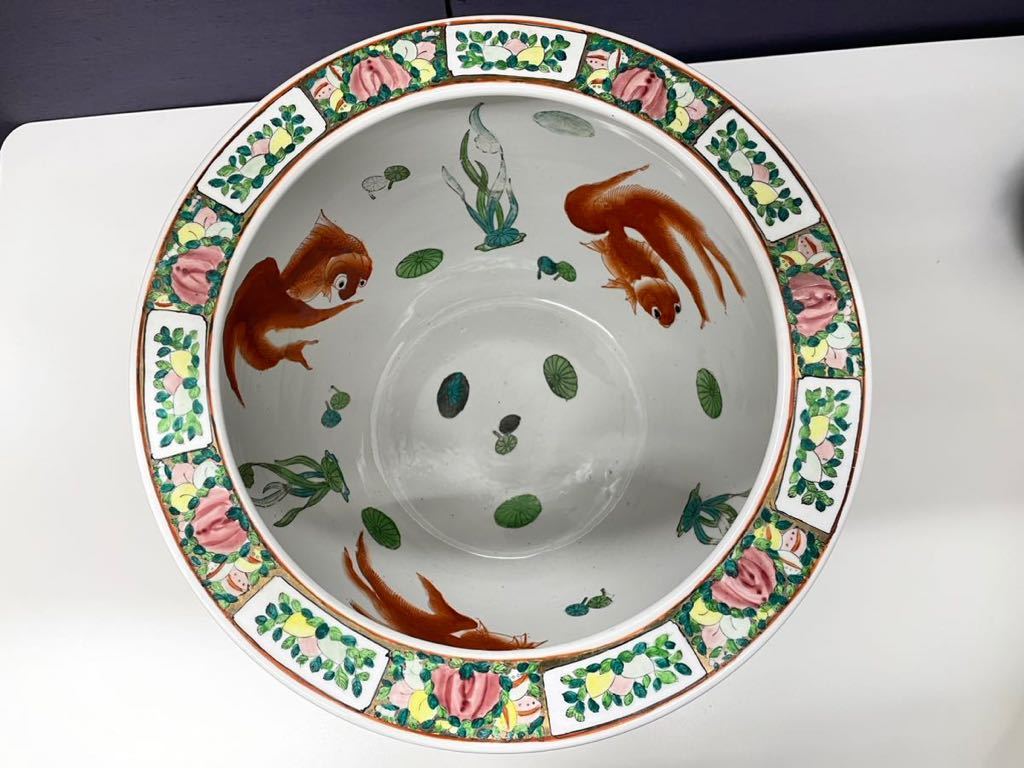 壺 睡蓮鉢 水鉢 大型 金魚鉢 特大 乾隆年製 中国 骨董 メダカ鉢 甕 乾隆
