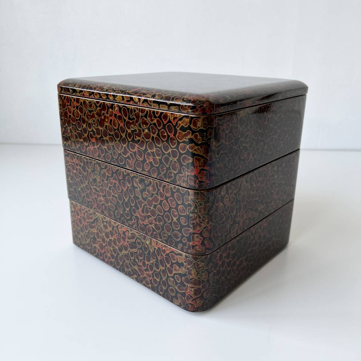 津軽塗 三段重 重箱 天然木 幅21×奥行18.5×高さ