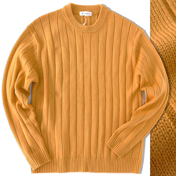 新品 タケオキクチ 秋冬 クルーネック リブニット L 黄 【I52520】 THE SHOP TK メンズ ニット セーター ウォッシャブル プルオーバー