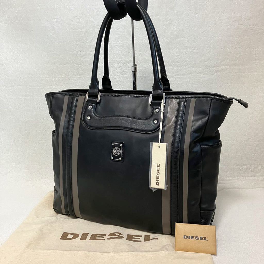 ◆人気ブランド！タグ付き《DIESEL / ディーゼル》ZIP DREAMWAVE 牛革 カウレザー トートバッグ/肩掛け/書類カバン/ビジネス/メンズ 