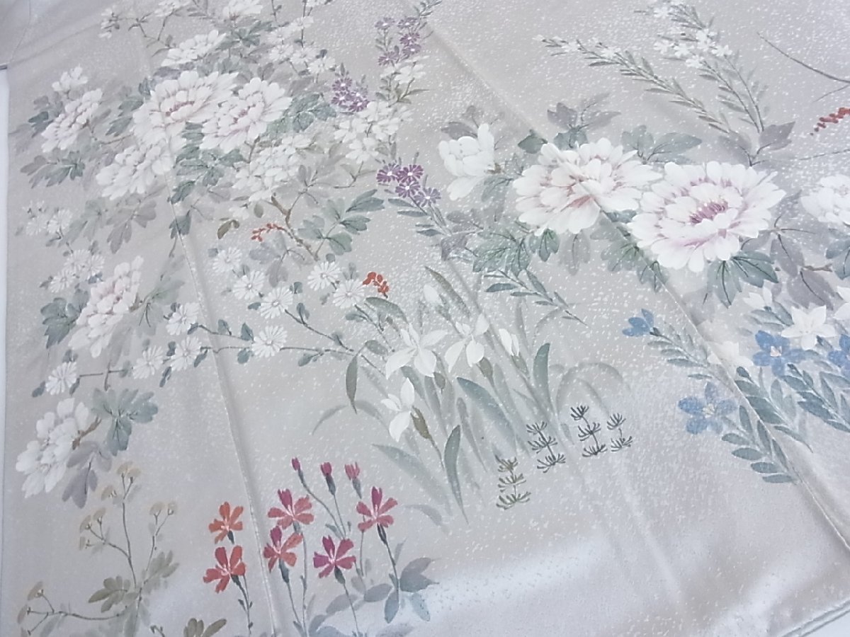 花美人着物■訪問着　手描き　枝花文　逸品　ic1330
