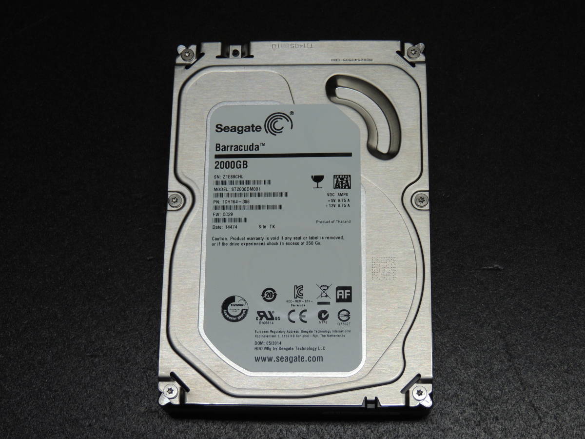 新品，安い 検品済み/使用109時間 Seagate 2TB HDD ST2000DM001 管理:e-56(2TB～)｜売買されたオークション情報、yahooの商品情報をアーカイブ公開 - オークファン 3.5 SerialATA