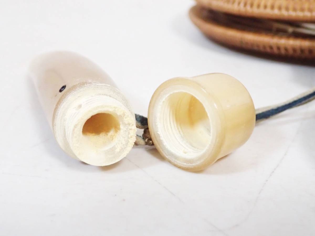 A6712】 弓道具 ギリ粉入れ 水牛角 籐編弦巻 籐製弦巻 弦巻 中古品  