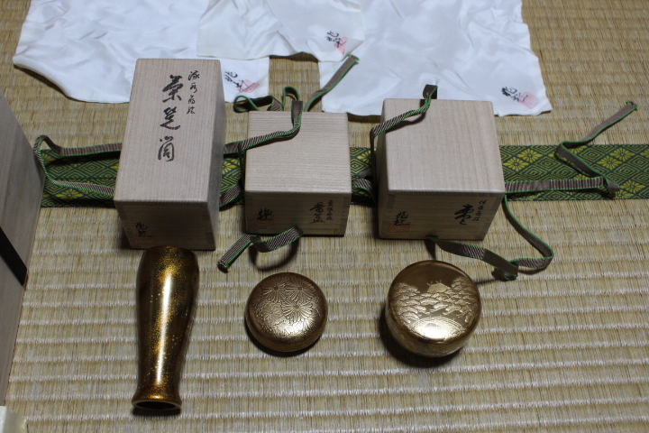 ***永楽***　輪島塗茶道具　筒・香合・棗　兆杜作