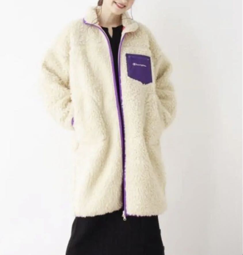 ♯新品【レディースM】ベージュ Champion ボアフリースロング 